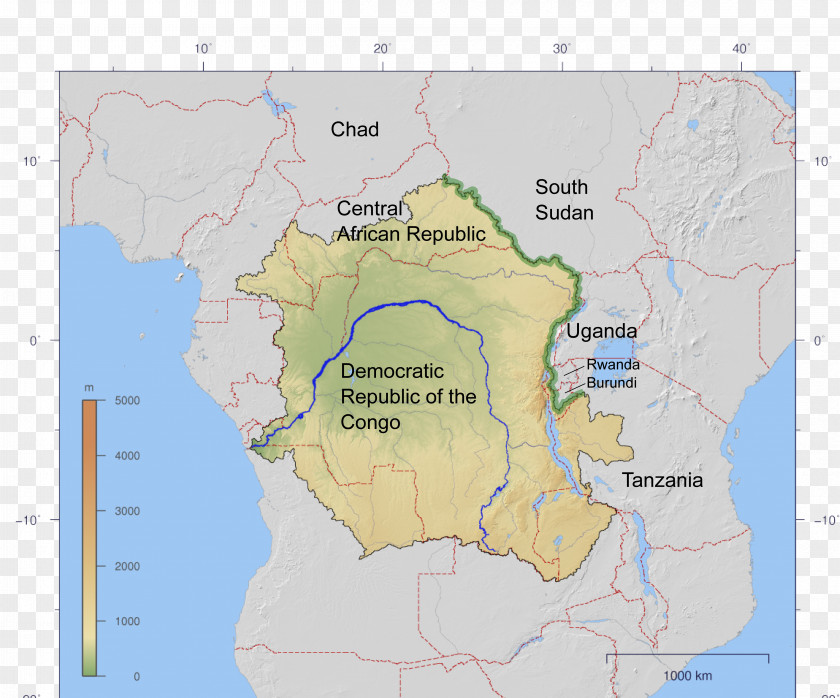 Map Congo River Basin Congo-Nile Divide Democratic Republic Of The PNG