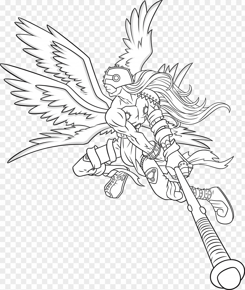 Angemon Line Art Raster Graphics Digimon PNG