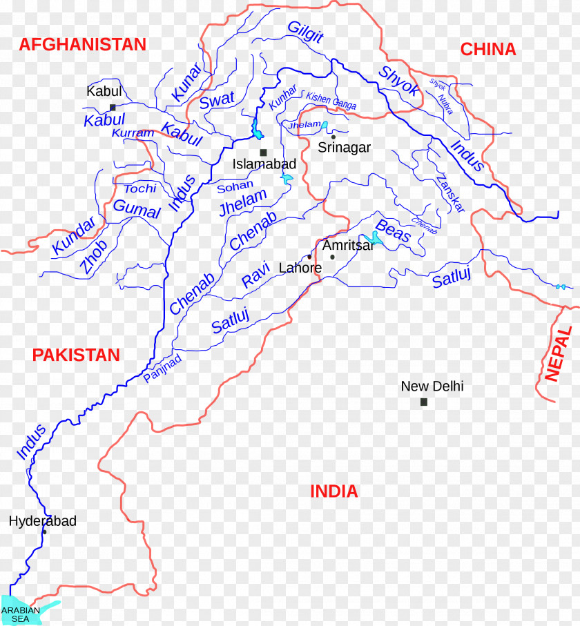 Arabian Sea Indus River Waters Treaty Jhelum Sutlej Ganges PNG