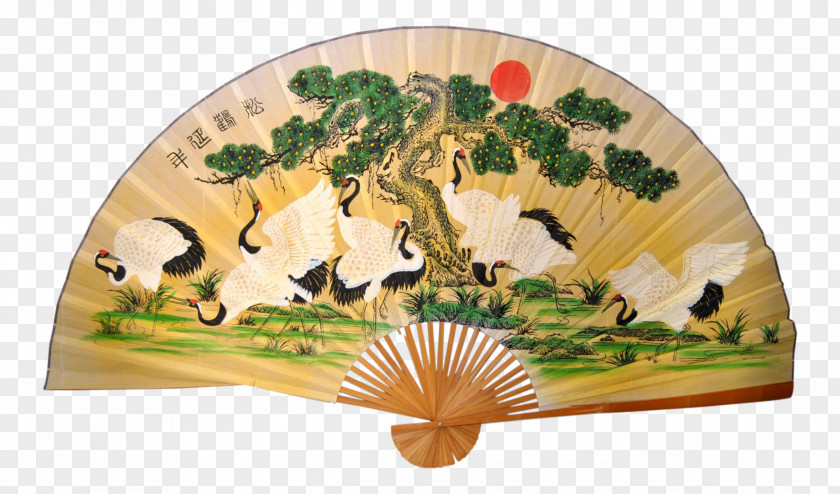 Bamboo Japanese Hand Fan Paper Wall Decal Decorative Arts PNG