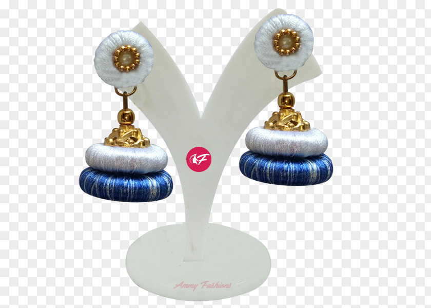 Jewellery Earring Silk Blue White Thread PNG