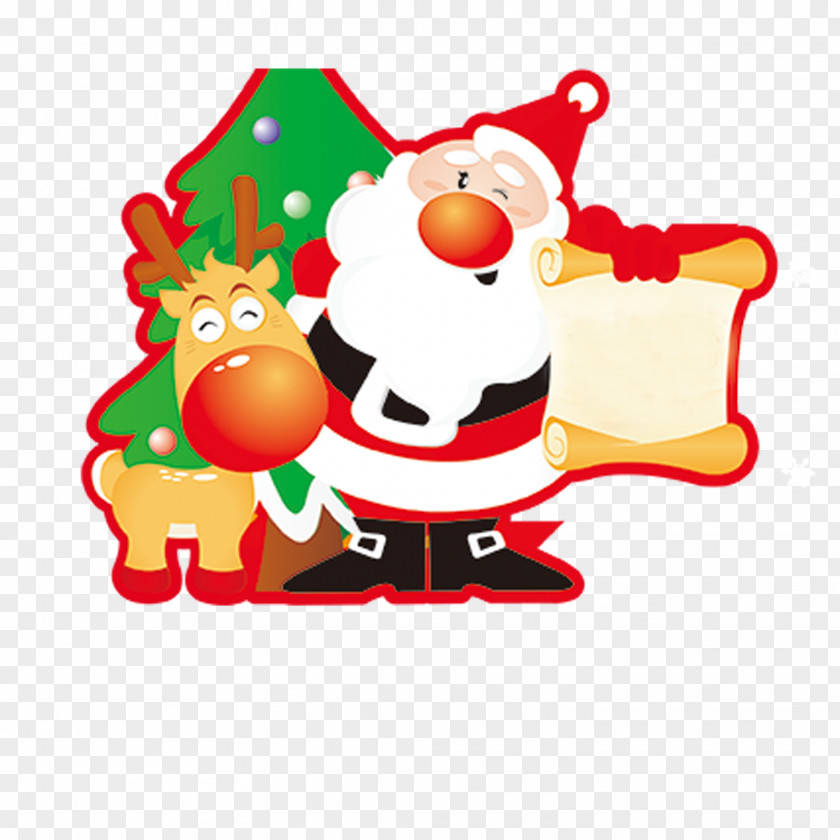 Santa Deer Claus Christmas Card Banner PNG