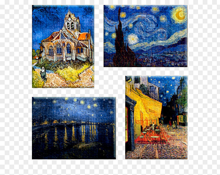Van Gogh The Starry Night Over Rhône Irises Canvas Print PNG