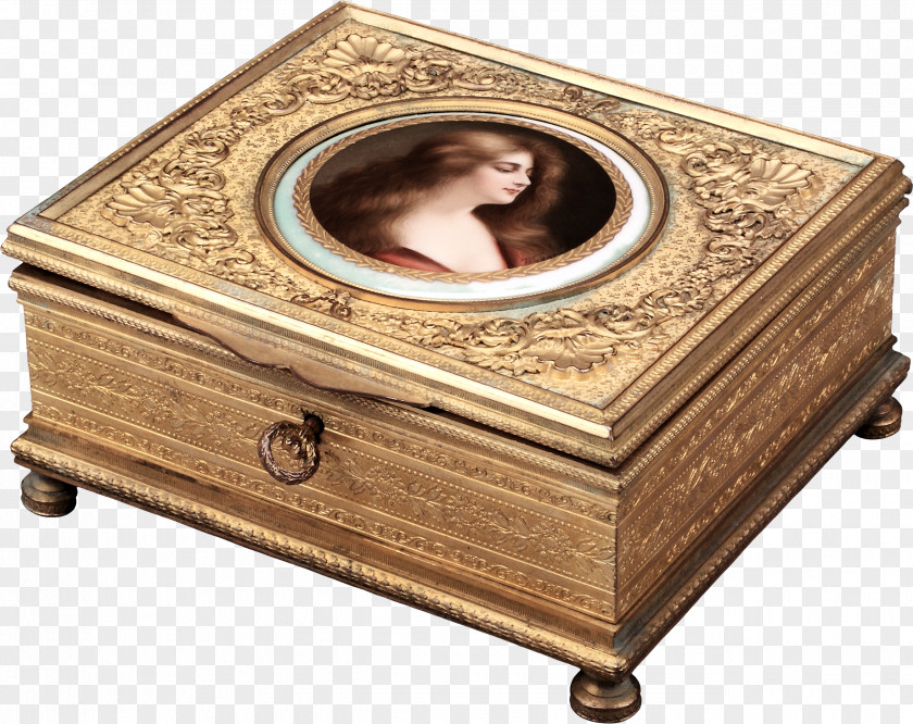 Yellow Box Casket Jewellery Antique Estate Jewelry PNG