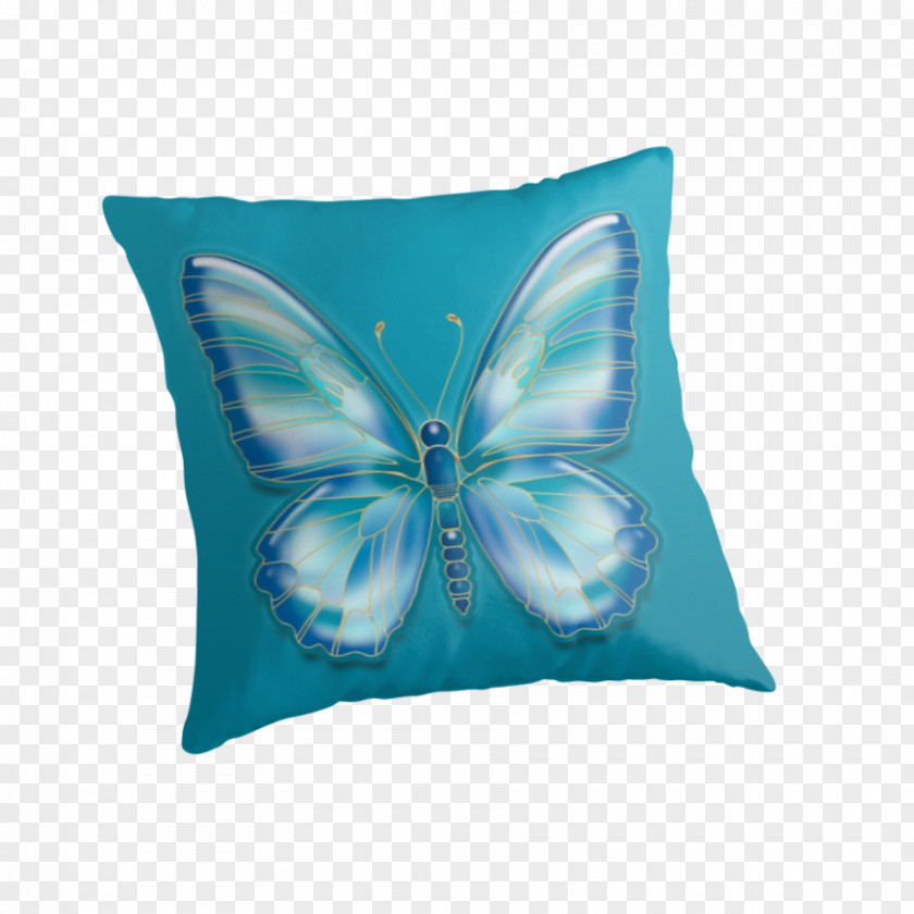 Butterfly Aestheticism Insect Throw Pillows Turquoise Cushion PNG