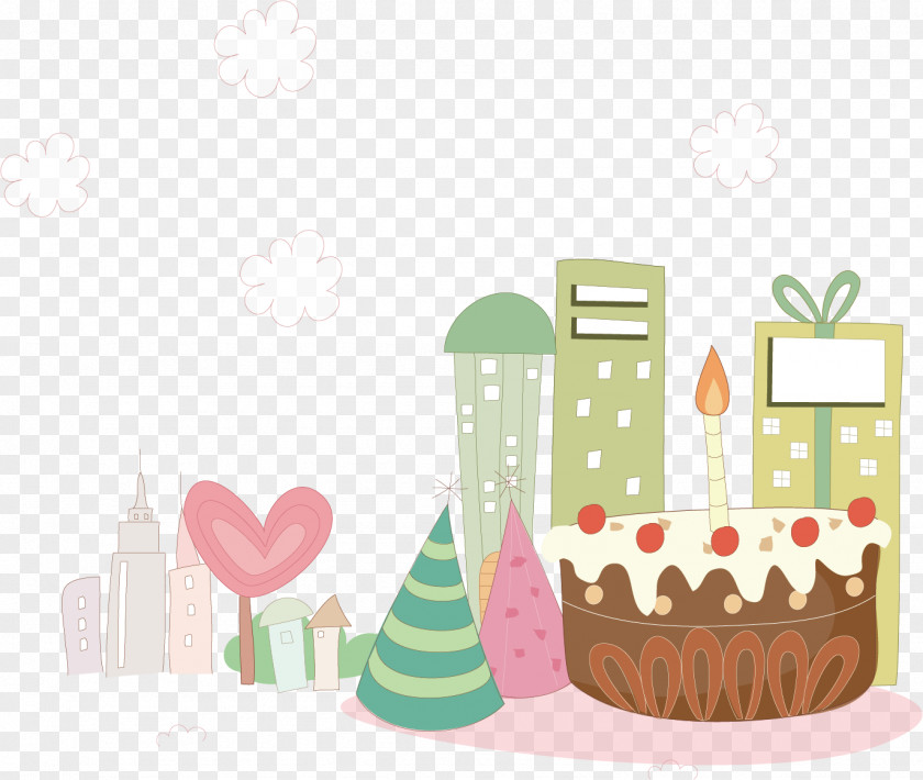 Birthday Holiday Party Background Material Cake PNG