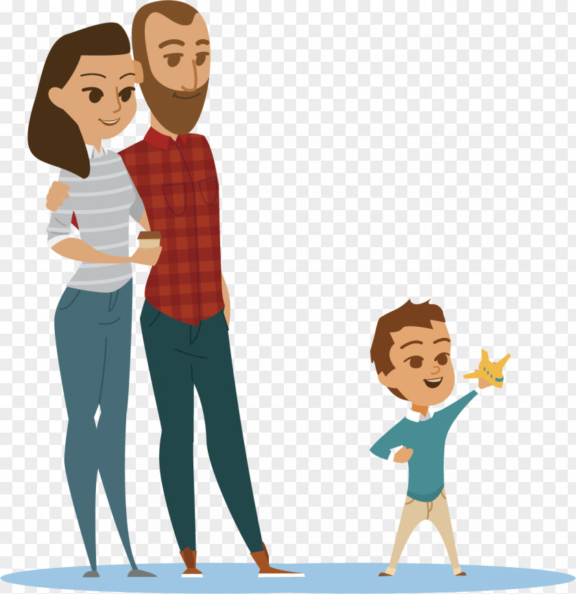 Parents Happy Poster Child Element Cartoon Family Flat Design Animation PNG
