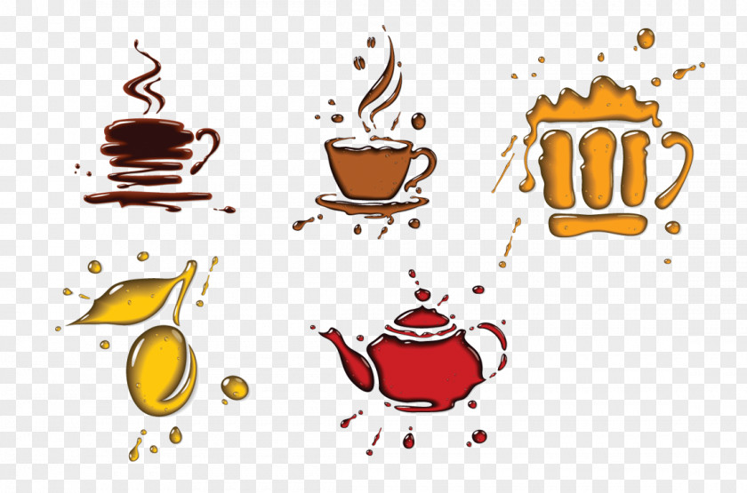 Droplets Teapot Coffee Cup Drop Shape Illustration PNG