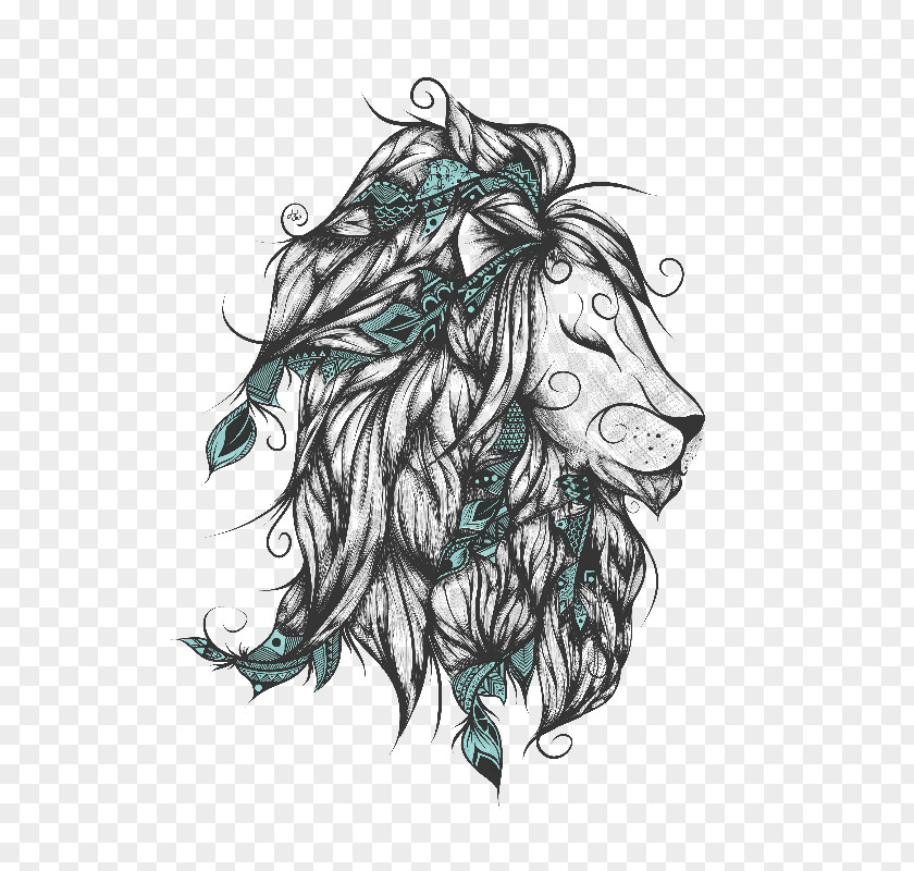 Lion Poetry Paper Printing Art PNG