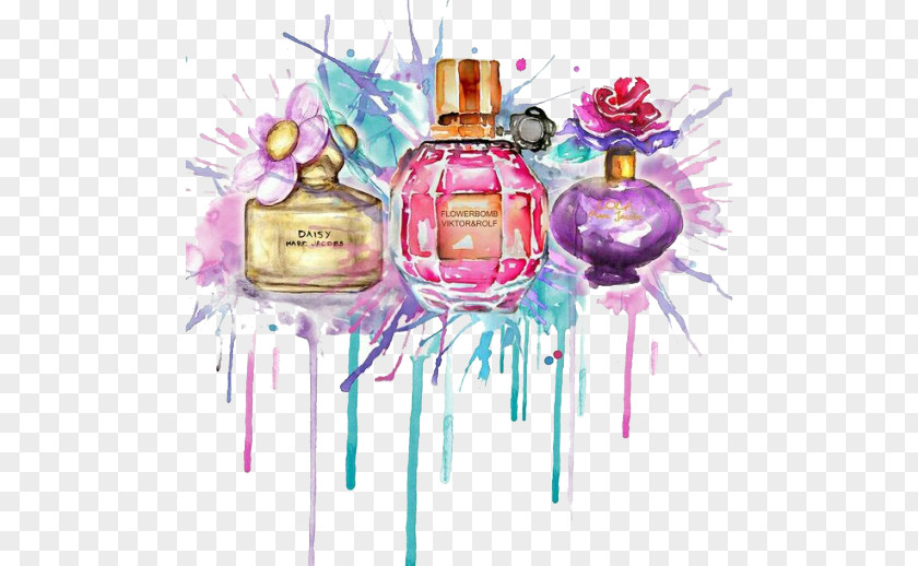Watercolour Splash Perfume Drawing Watercolor Painting Fashion Illustration PNG