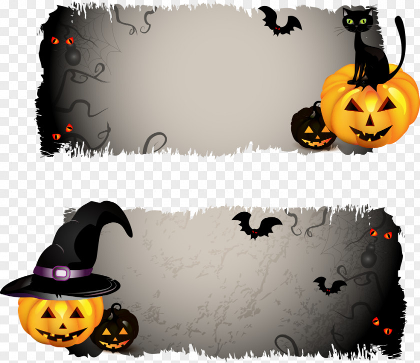 Vector Halloween Banner Poster Jack-o'-lantern Clip Art PNG