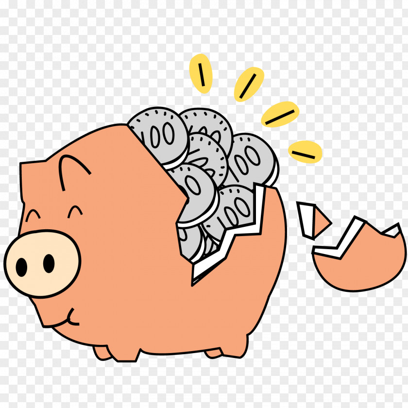 Cartoon Piggy Bank Saving PNG