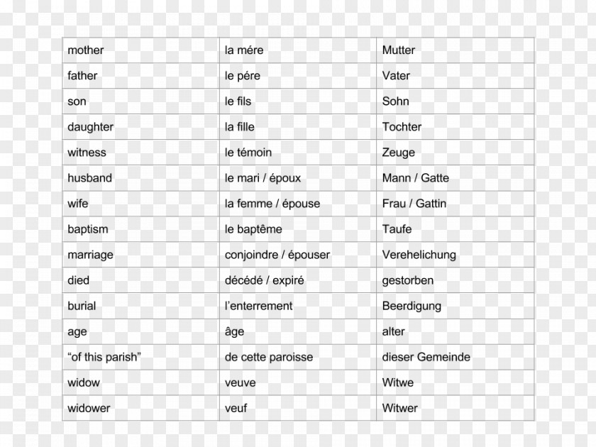 Words English Translation France Word French PNG