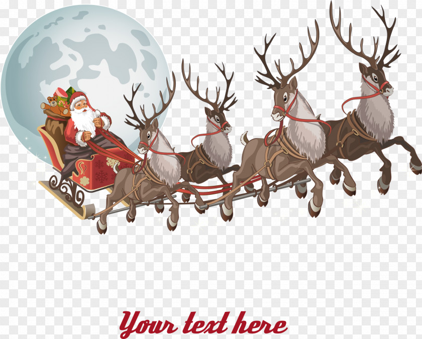 Christmas Reindeer And Santa Claus Parade Clip Art PNG