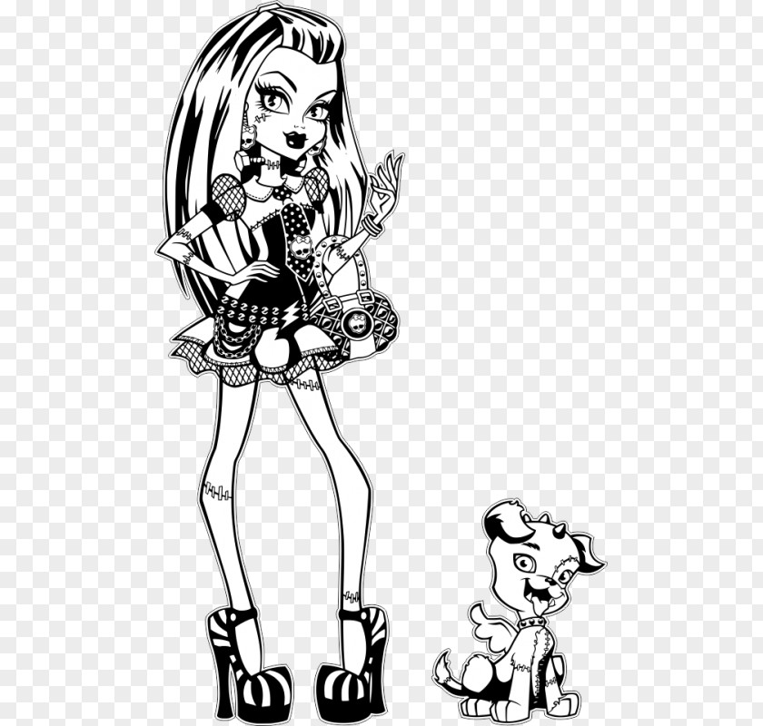 Monster High Cleo Black And White Sketch Visual Arts Image Illustration PNG