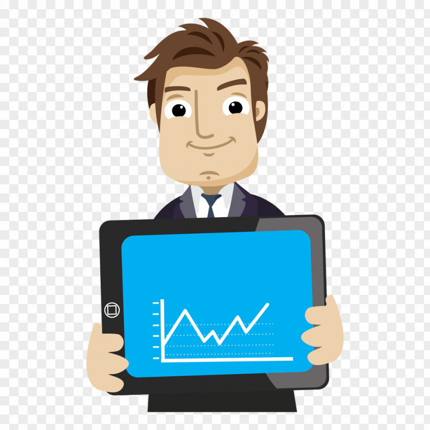 Vector Curve Tablet PC Business Man Cartoon PNG