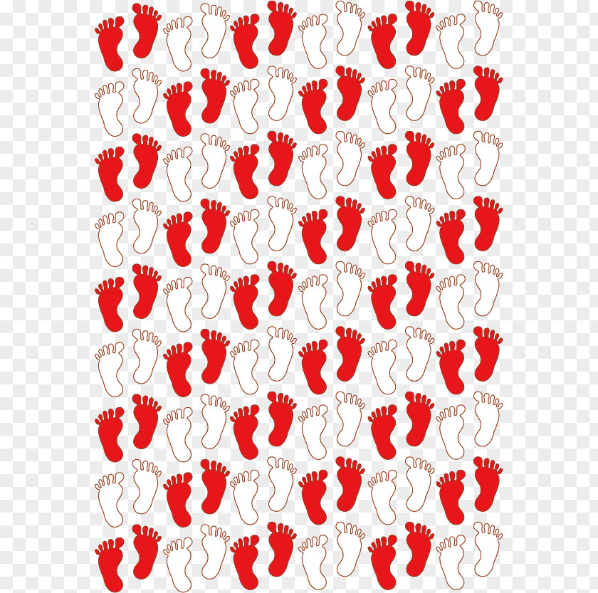 Shading Pattern Of Red And White Footprints Gratis PNG