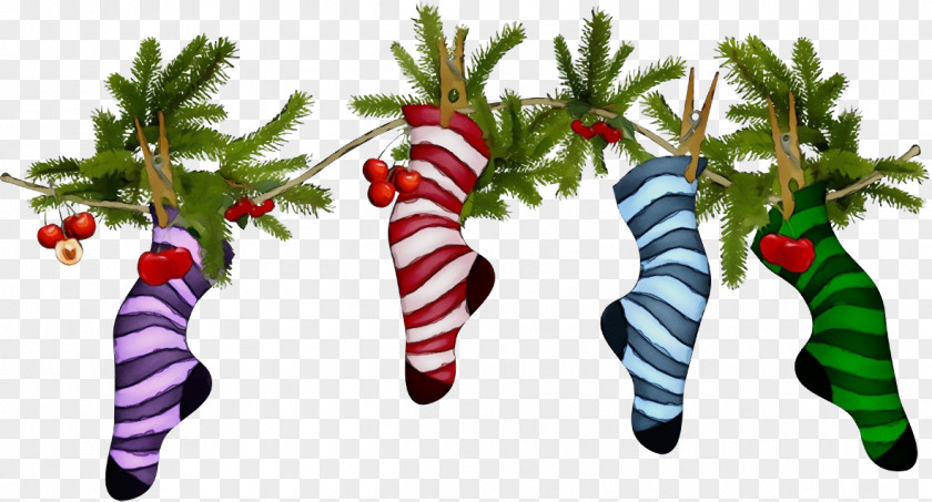 Candy Cane Fir Christmas Stocking PNG