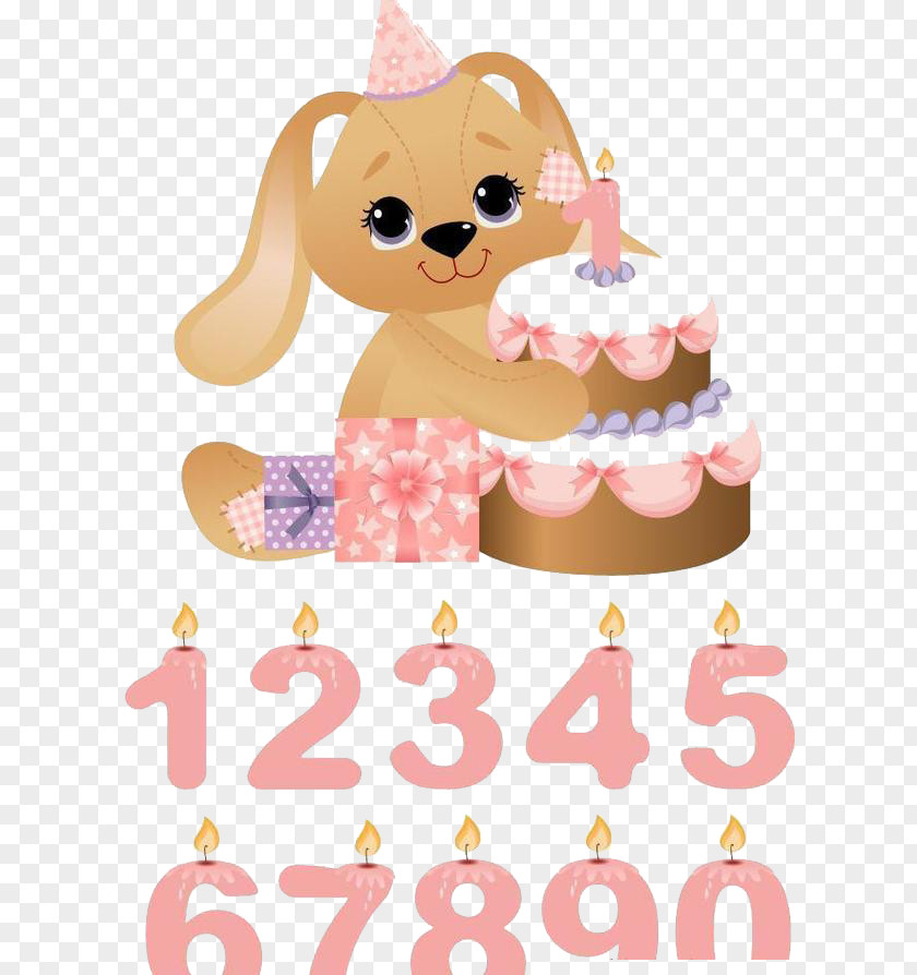 Puppy Holding A Birthday Cake Candle Clip Art PNG
