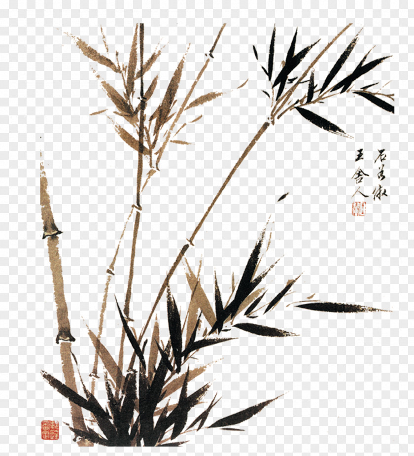 Bamboo Watercolor Painting Chinese Japanese Art PNG