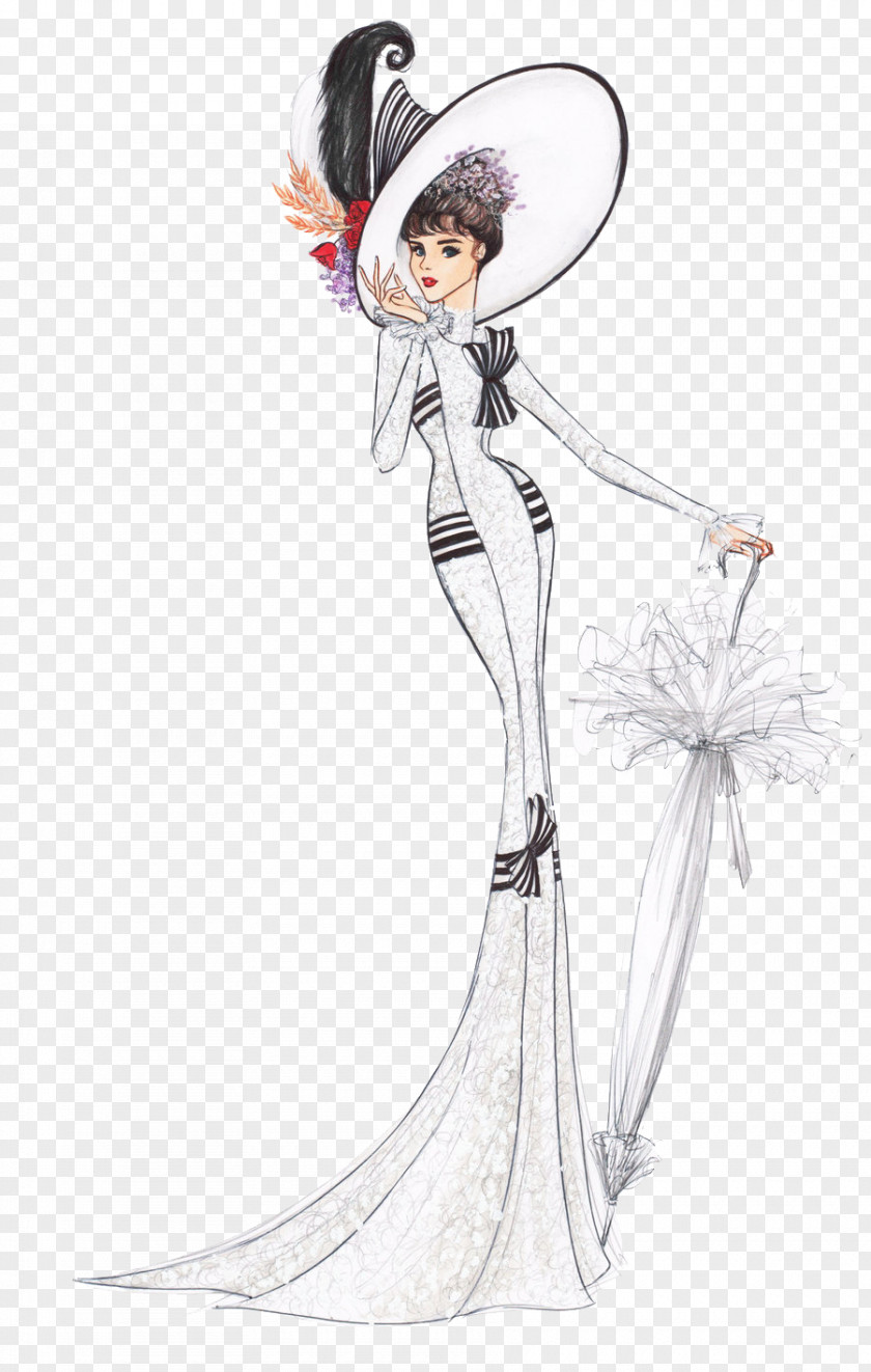 Hand-painted Women's Fashion Design Draft My Fair Lady: Ascot Gavotte DeviantArt Illustrator Illustration PNG