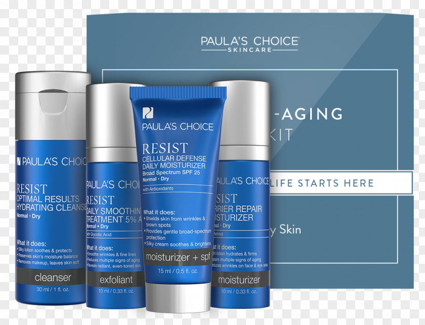 Trials Paula's Choice Resist Anti-Aging Combination To Oily Skin Trialkit Breakouts 7-Piece Kit Xeroderma Ageing Dryness PNG