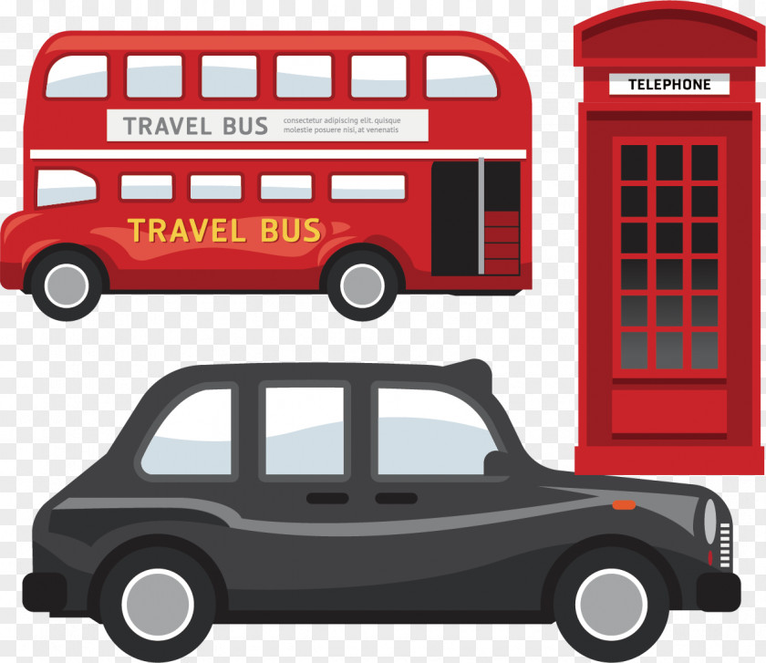 Bus Car Travel Background Vector Material London PNG