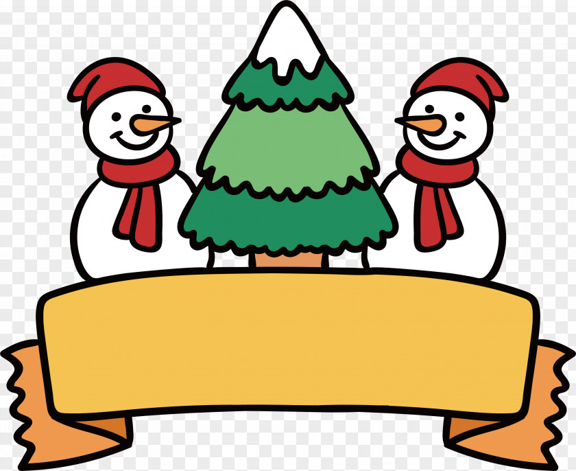 Snowman Pine Christmas Poster Clip Art PNG