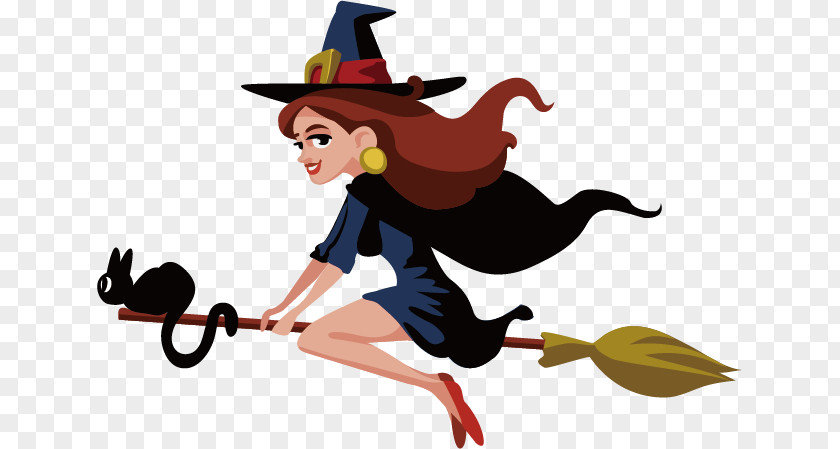 Witch Riding A Broom Witchcraft Download PNG