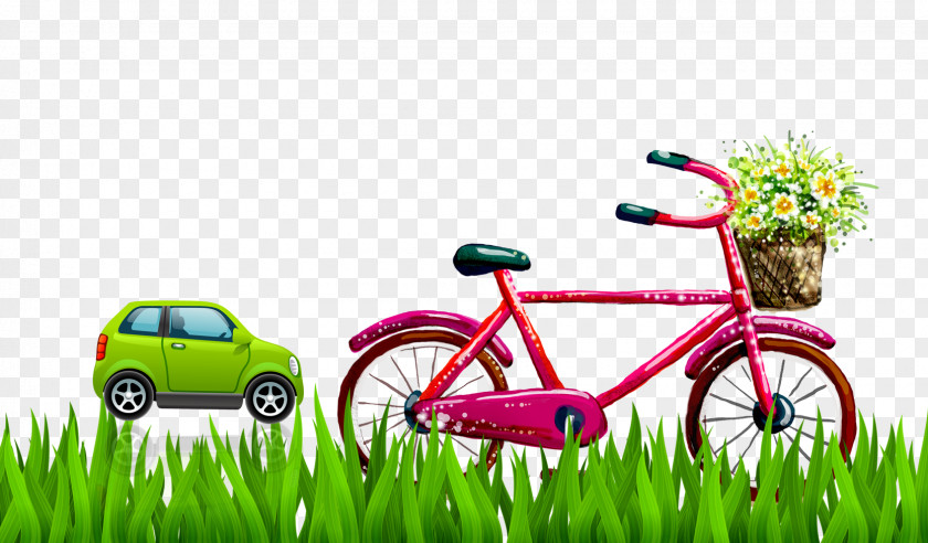 Grass Bike Bicycle Cartoon Clip Art PNG
