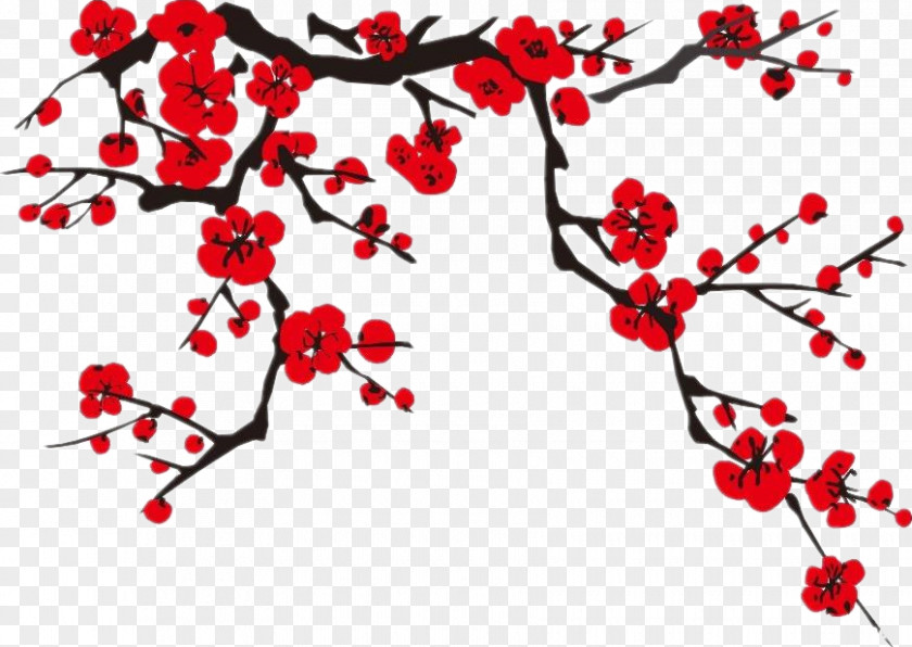 Red Plum Blossom Clip Art PNG