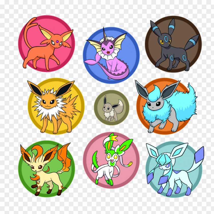 Shiny Eevee Evolutions Espeon Leafeon Sylveon Flareon PNG