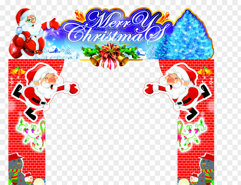 Christmas Door Design Santa Claus Gift Arch PNG