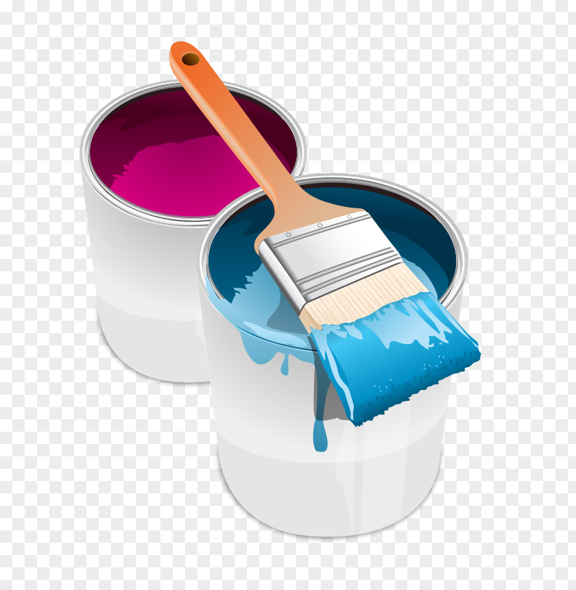 Vector Paint Bucket Tin Can Brush Clip Art PNG