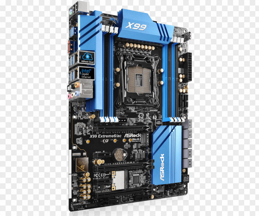 Black/Blue ATXOthers Graphics Cards & Video Adapters Computer Cases Housings ASROCK X99 Extreme 6 Motherboard PNG