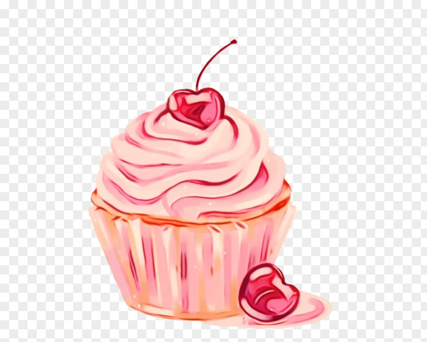 Cherry Baking Cup Pink Cupcake Food Dessert Frozen PNG