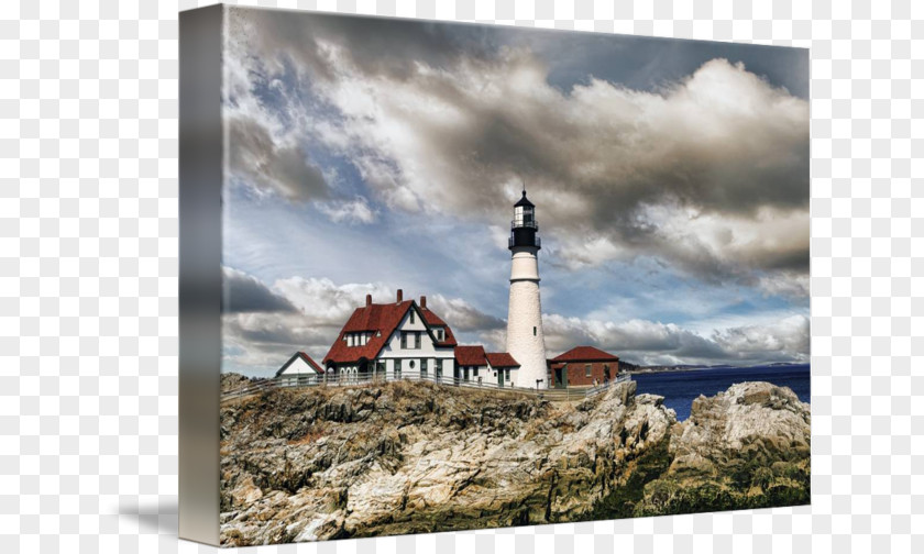 Watercolor Lighthouse Portland Head Light Gallery Wrap Beacon Canvas PNG