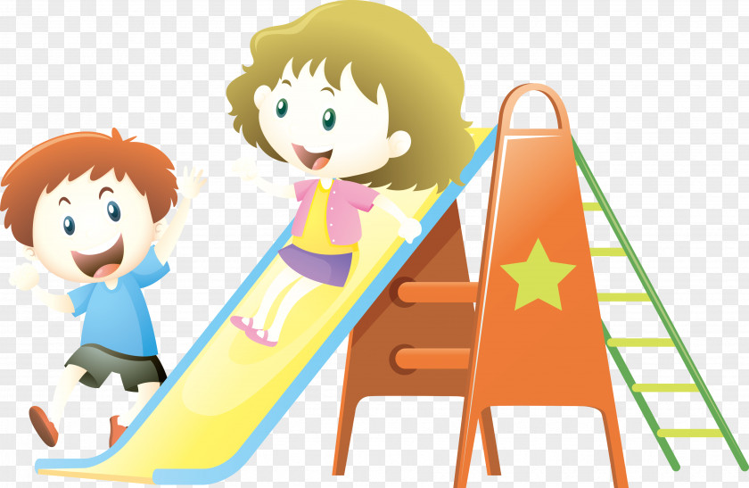 Vector Happy Slide The Kids Of Slides Child Playground Illustration PNG