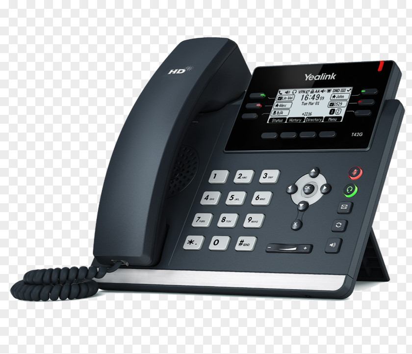 Voip VoIP Phone Session Initiation Protocol Yealink SIP-T42G Telephone Wideband Audio PNG