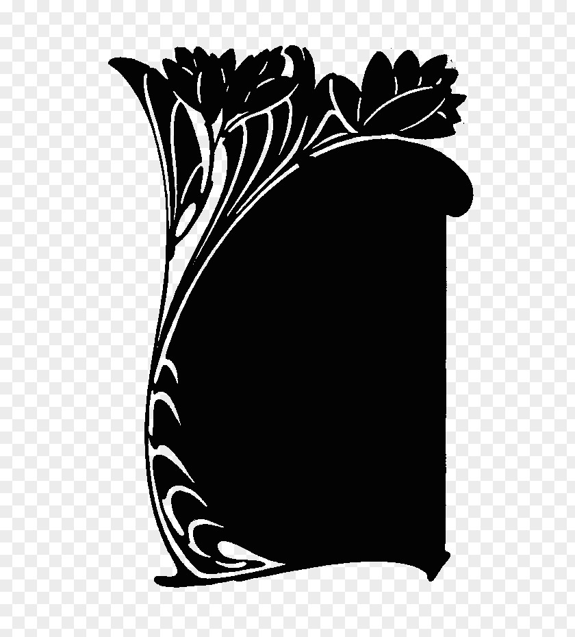Noveau Black Leaf Silhouette White Font PNG