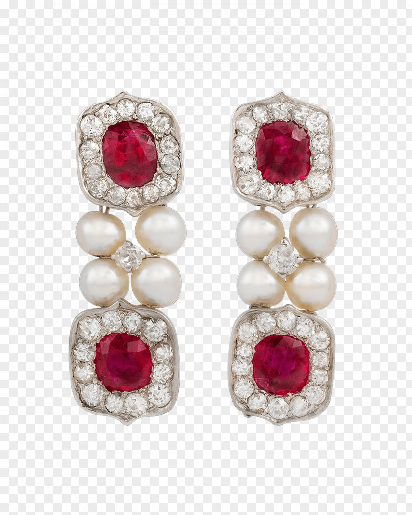 Ruby Earring Jewellery Diamond Pearl PNG