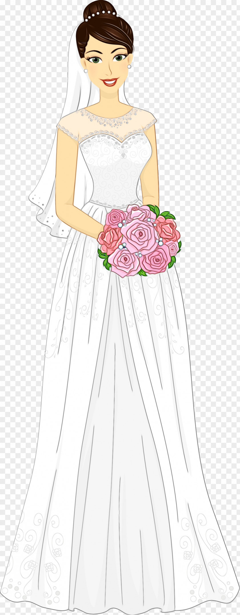 Aline Victorian Fashion Bouquet Of Flowers Drawing PNG