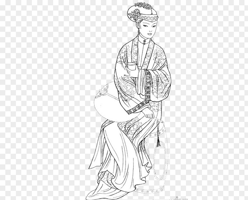 Sketch Decent Women History Of China Qing Dynasty Yuan Coloring Book PNG