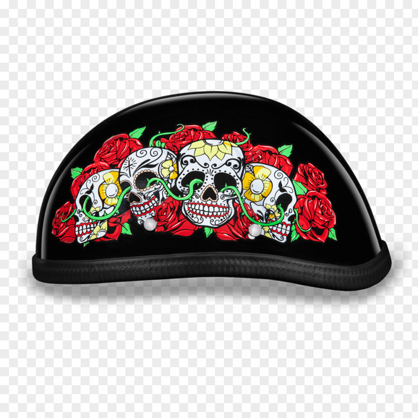 Skull Rose Motorcycle Helmets Cap PNG