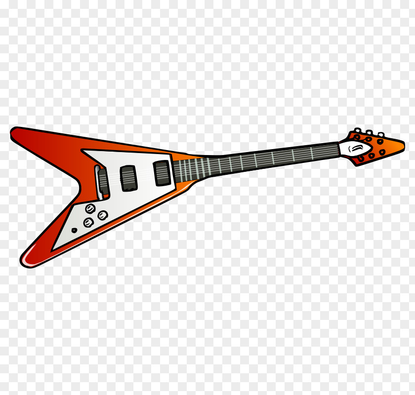 A Picture Of Guitar Gibson Flying V Electric Cartoon PNG