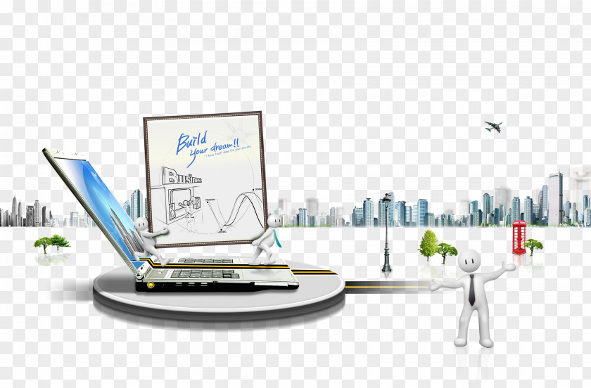 Tech City Three-dimensional Space Wall Decal Wallpaper PNG