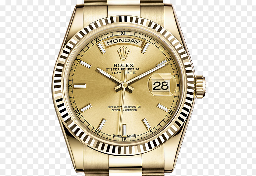 Rolex Datejust Day-Date Colored Gold Watch PNG