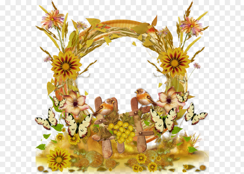 Flowers And Wheat Border Flower PNG