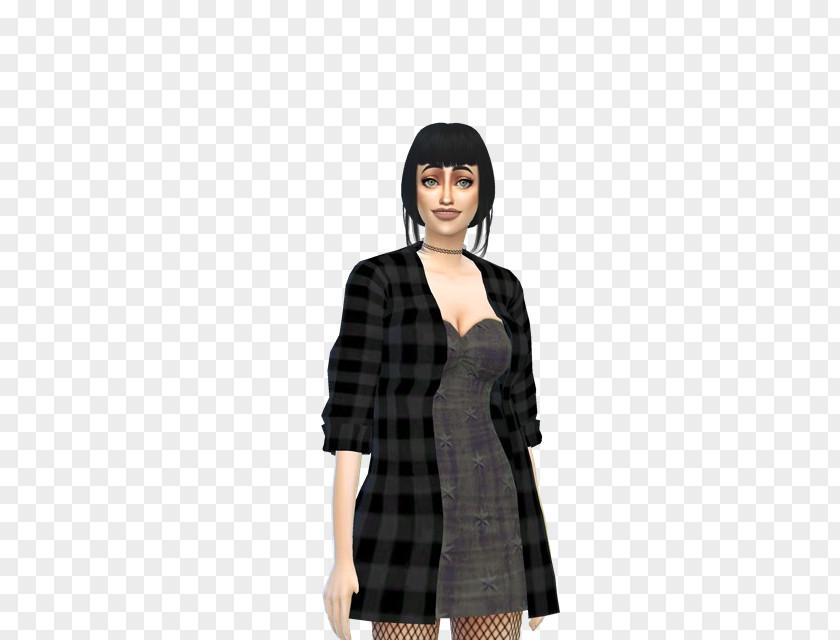 Crown Sims 4 Tartan Neck Outerwear PNG