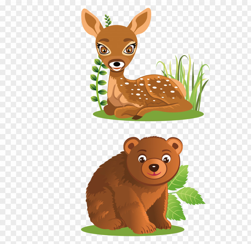 Elk And Bear Vector Material Brown Polar Deer Clip Art PNG